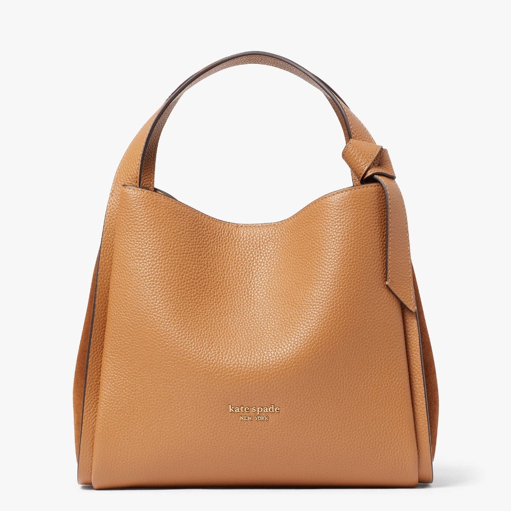 Kate Spade Knott Pebbled Leather & Suede Medium Crossbody Tote - Bungalow - Picture 1 of 6